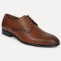 Pantofi Derby bărbați maro cognac din piele naturală cu perforații Lucas Shoes 702CON